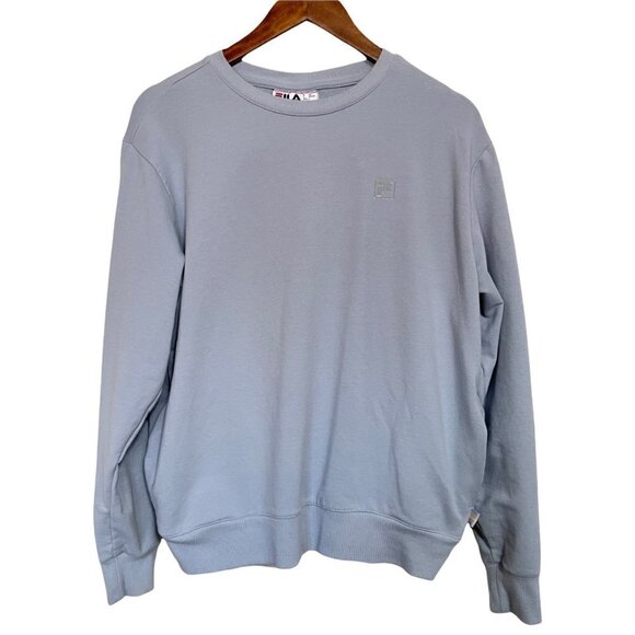 Fila Women's Baby Blue Long Sleeve Logo Pockets Crewneck Sweatshirt Size Large - Picture 2 of 9